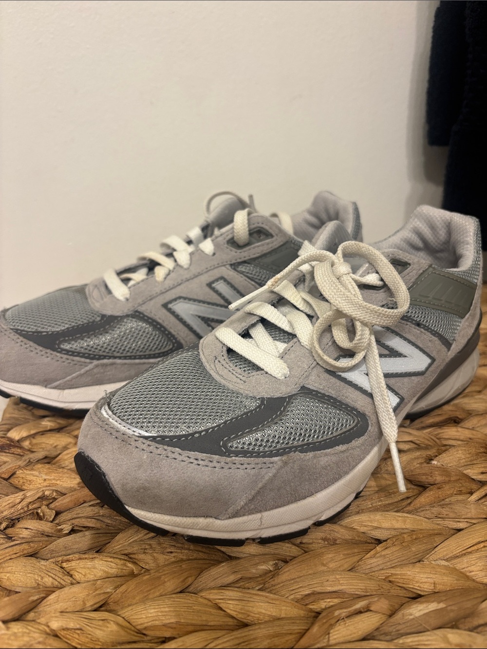 New Balance Kids Gray Mesh & Suede Sneaker
